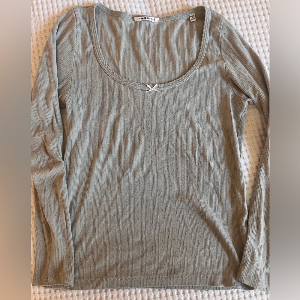 Doen pointelle baez long sleeve tee
